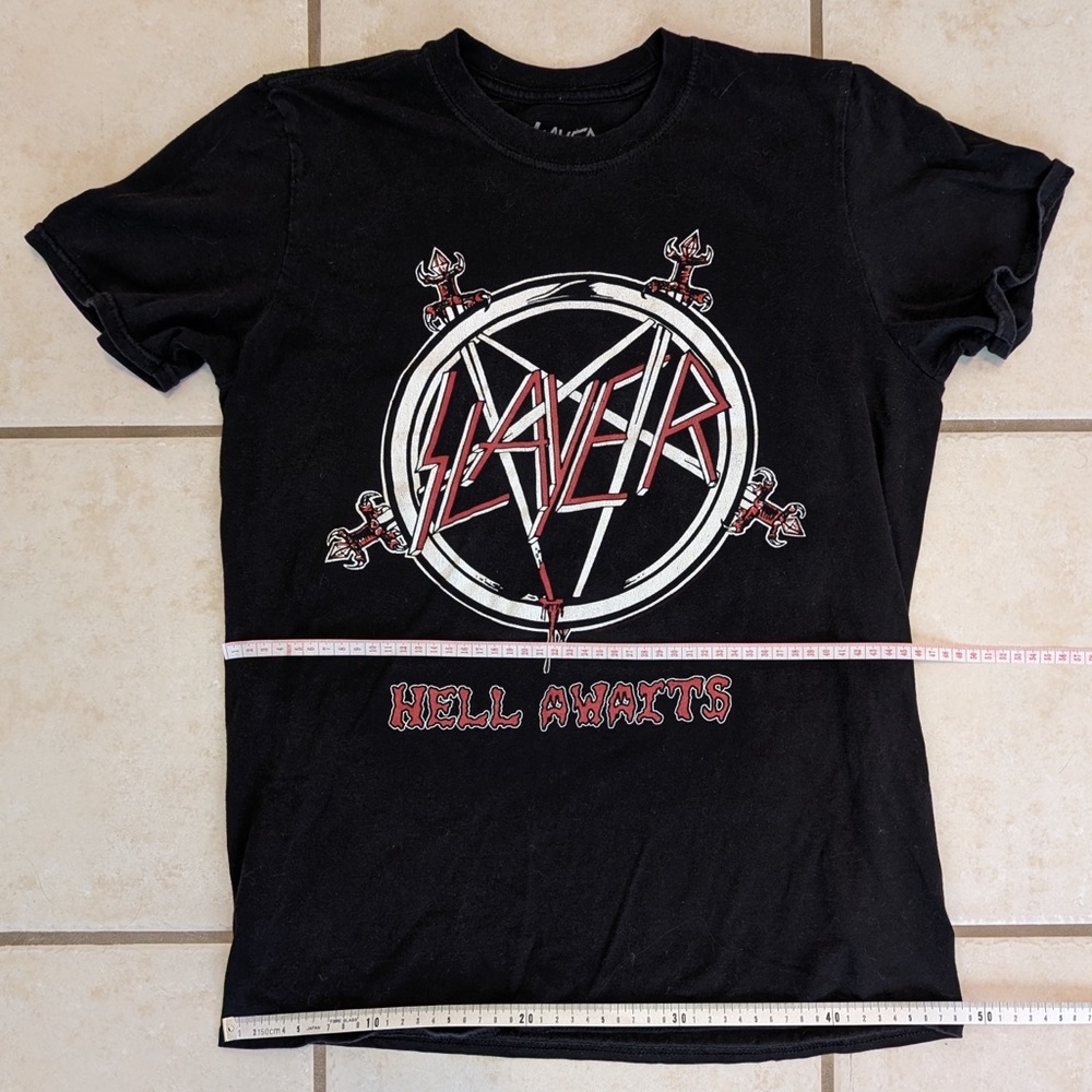 100% Cotton Slayer Band Hell Awaits Men’s Tee Shirt Size Medium - Picture 6 of 9